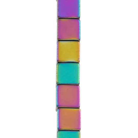 Rainbow Reconstituted Hematite Cube Beads by Bead Landing™